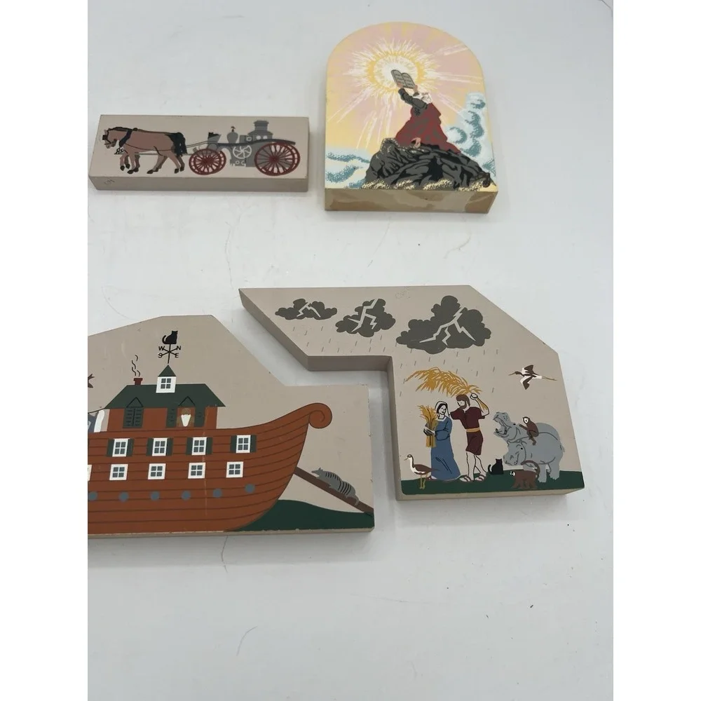 The Cat's Meow Village Noah's Ark & Moses 10 Commandments Wall Sitters –6 Pc Set